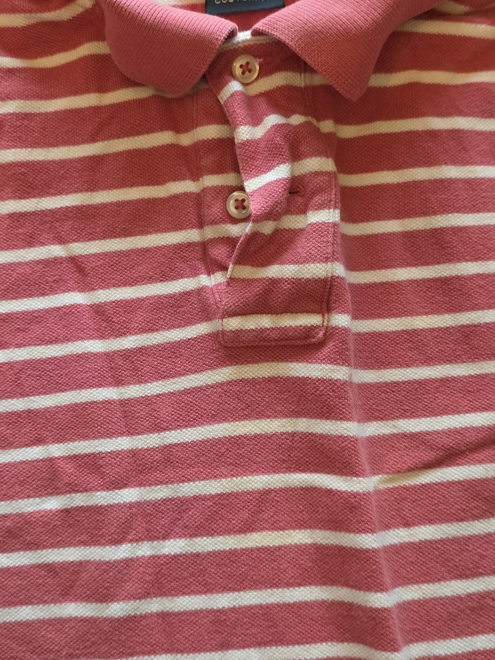 Polo by Ralph Lauren Salmon and White Striped Polo Shirt